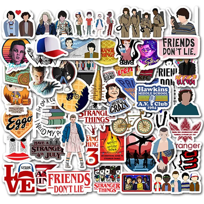 

10/30/50pcs Waterproof Stranger Things Stickers Suitcase Fridge Guitar Skateboard Children Graffiti Sticker Kids Classic Toys