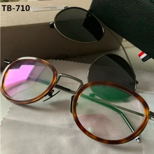 

Thom Fashional Vintage Glasses Frame For Men And Women TB710 Myopia Spectacle Eyeglasses With Polarized Clip Eyewear With Box