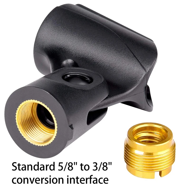Универсальный держатель для микрофона с 5/8 дюймовым штекером до 3/8 дюймовым адаптером черного цвета(5-Pack