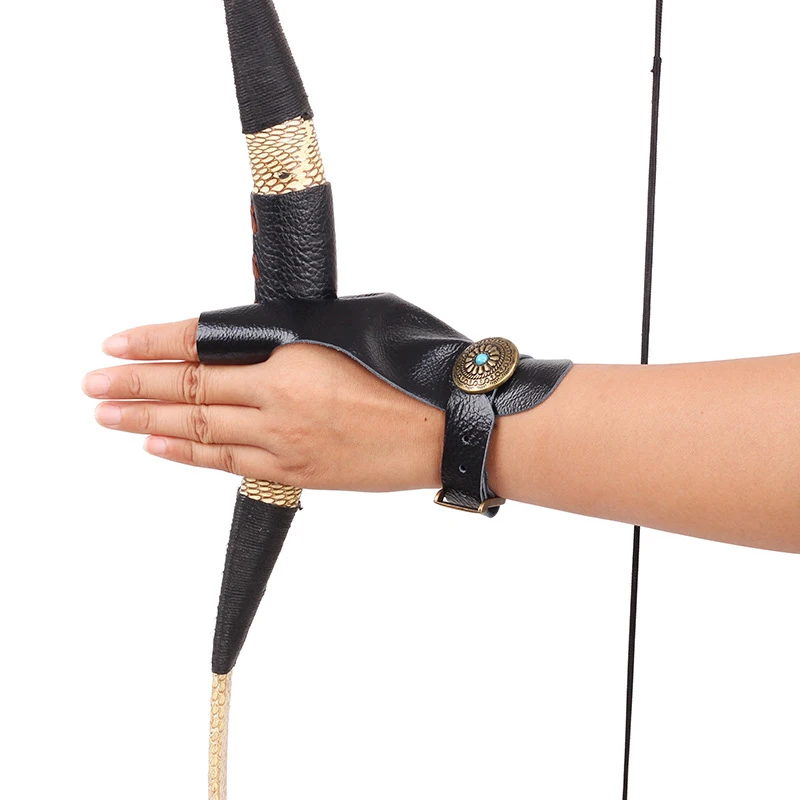 Защитные кожаные перчатки с двумя пальцами для стрельбы из лука, охотничьего лука, развлекательный инструмент