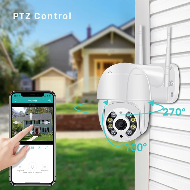 5MP PTZ IP Camera Wifi Outdoor AI Human Detection Audio 1080P Wireless Security CCTV Camera P2P RTSP 4X Digital Zoom Wifi Camera 2