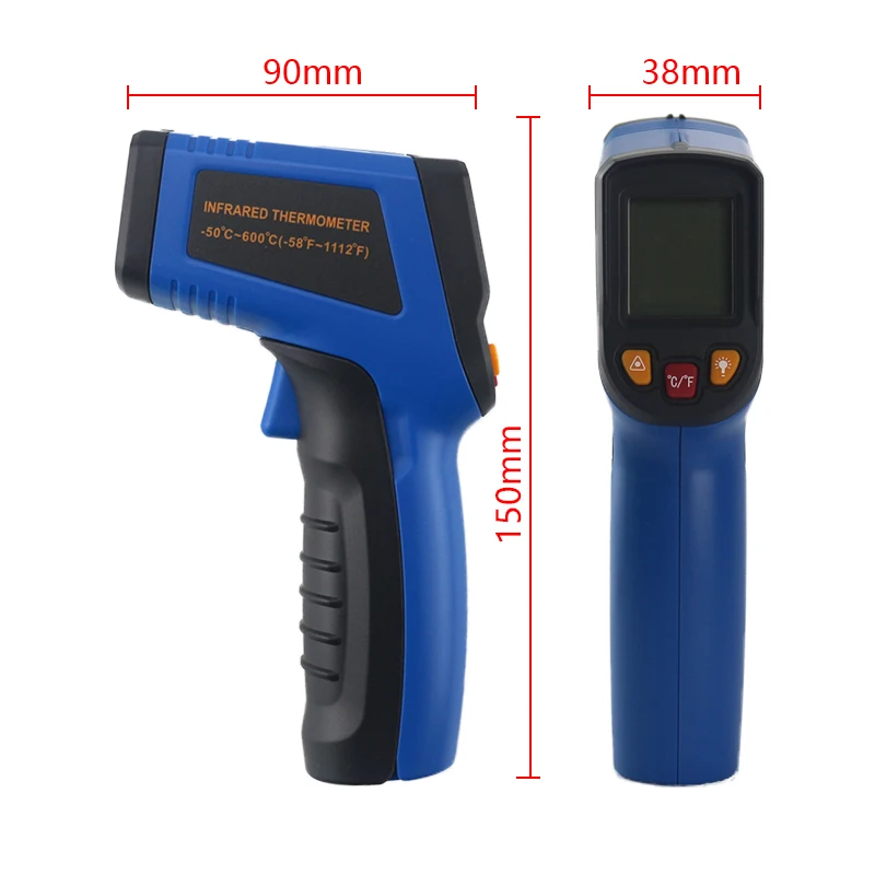 Цифровой инфракрасный термометр одиночный/двойной лазерный Бесконтактный измеритель температуры пирометр-50~ 400/550/750/1100/1300/1600