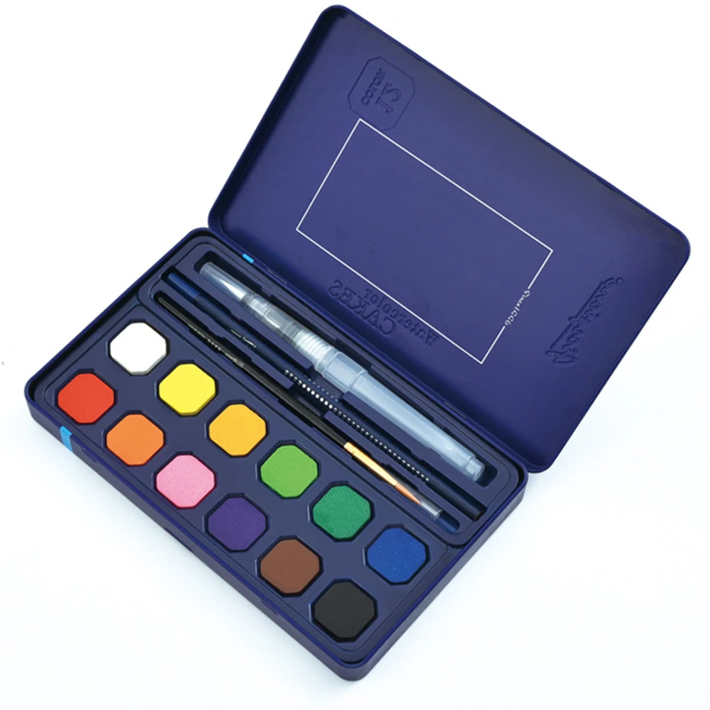 

Non Toxic Artist With Brush Art Supplies Professional Beginner Drawing Gift Solid Pigment Portable Iron Box Watercolor Paint Set