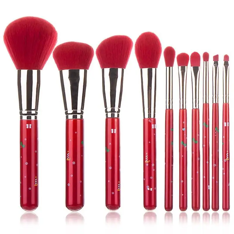 

10pcs/Set Christmas Makeup Brushes Set Face Foundation Loose Powder Eyeshadow Blush Brush Beauty Cosmetic Brush Pen Kit