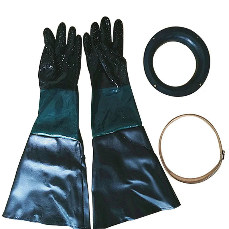 Holdwin Black Plastic 2 Pieces Sand Blasting Gloves Rings Glove