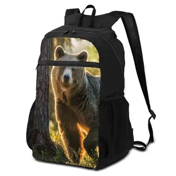 

OLN Wild Brown Bear Forest Rainproof Ultralight Foldable Lightweight Packable Backpack Folding Bag for Women Men Travel Hiking