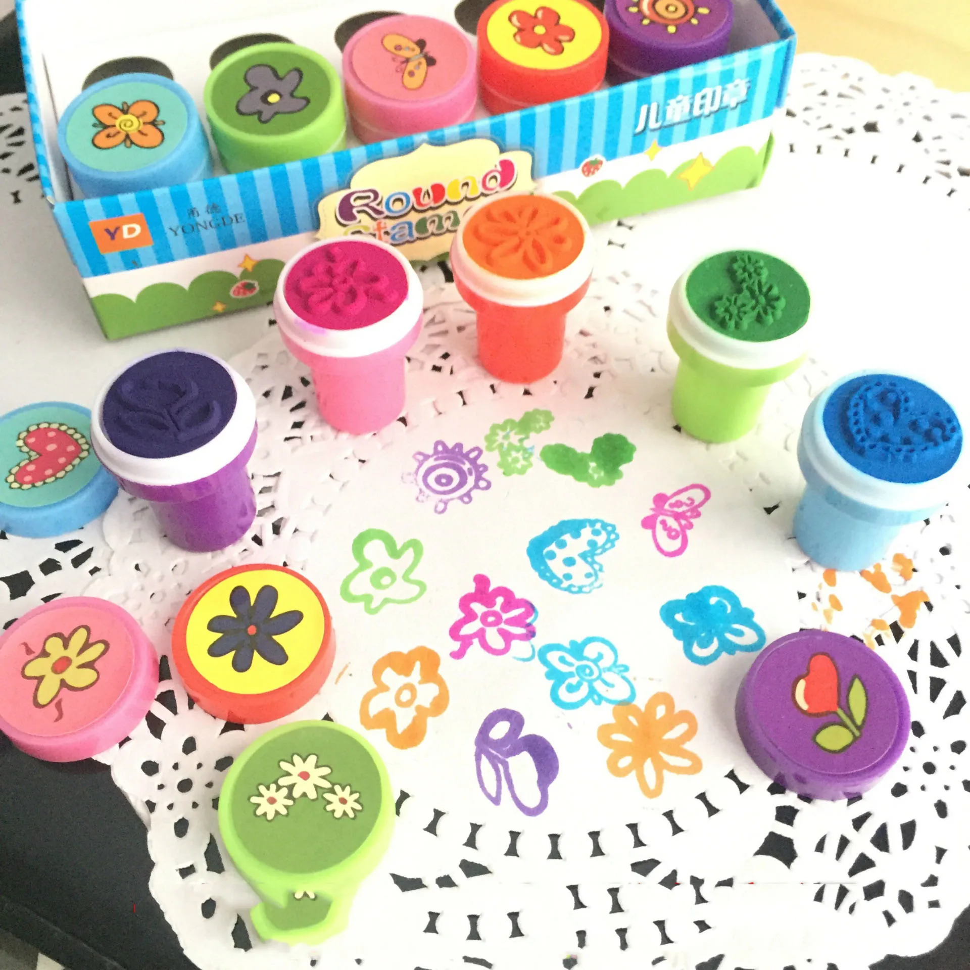 5pcs Children Toy Stamp Cartoon Floral Smiley Digital Child Seal Scrapbook Stamper DIY Cartoon Die Toy Ocean Animal Series