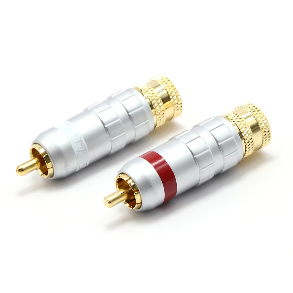 4 шт. Silverlink латунный штекер, позолоченный припой RCA штекер, hifi аудио межблочный разъем