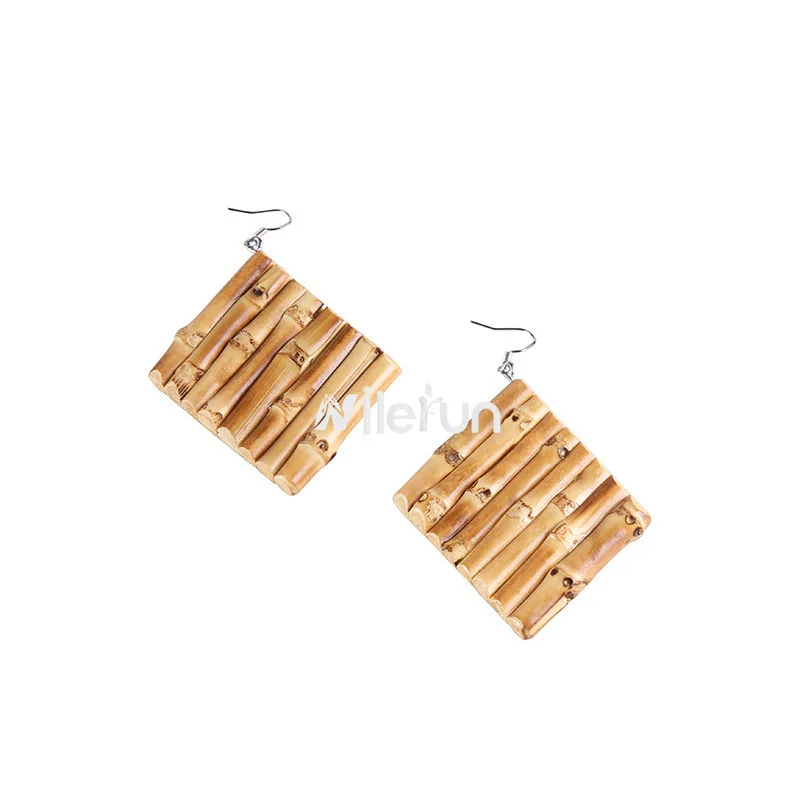 

Where the bamboo NilerunDIY pure manual matching argyle parallelogram bamboo bamboo earrings jewelry