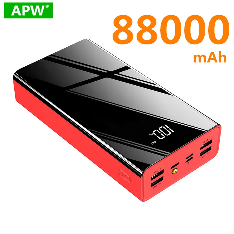Внешний аккумулятор TypeC 88000 мАч Micro USB QC быстрая зарядка светодиодный дисплей