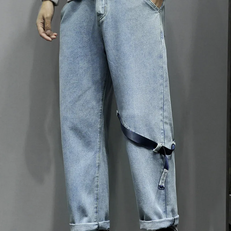 50% OFF Spring Jeans Men's Fashion Washed Solid Color Casual Jean Pants Men Streetwear Wild Loose Hip Hop Denim Trousers Mens M-5XL