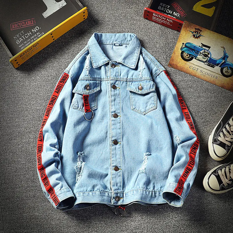 

Men Jacket 2020 New Spring and Summer Men's Ripped Denim Jackets with Loose Denim Men Jackets