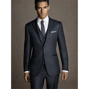 

New Classic Men’s Suit Smolking Noivo Terno Slim Fit Easculino Evening Suits For Men dark grey groom Peaked Lapel Groomsmen masc