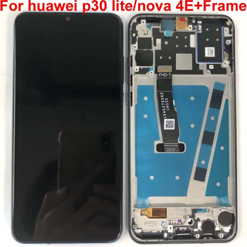 Рамка+ для 6,1" huawei P30 Lite MAR-LX1M MAR-LX2J ЖК-экран+ сенсорная панель дигитайзер для huawei Nova 4E дисплей