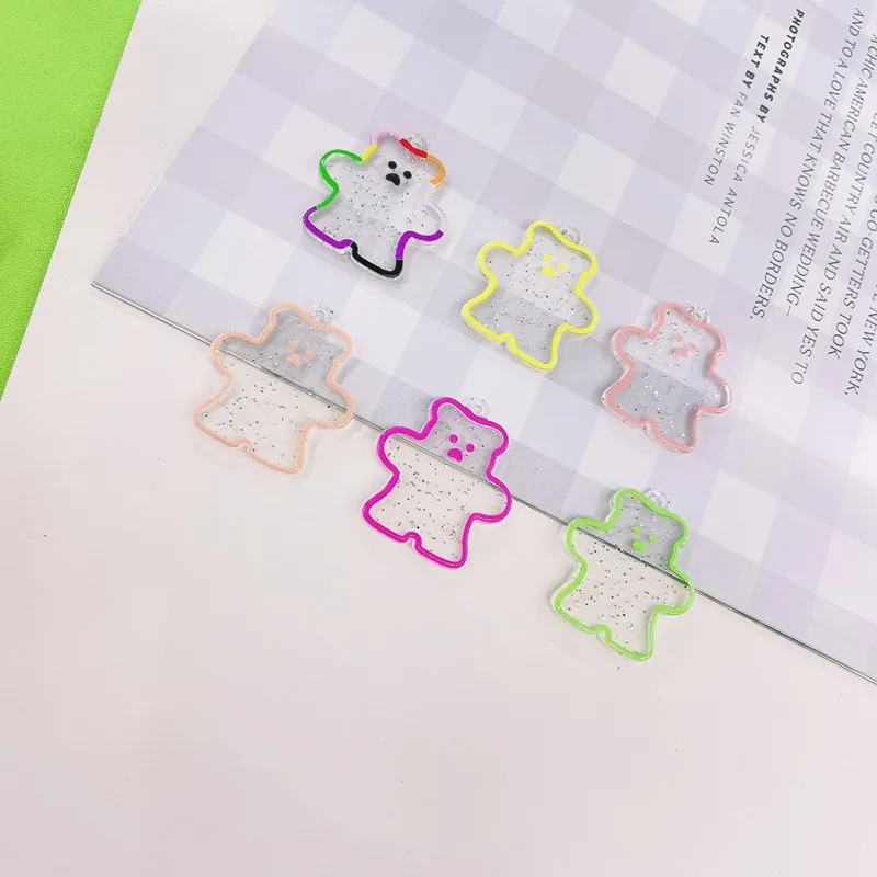 

Summer style 50pcs/lot color print animals cartoon bears shape acrylic beads diy jewelry earring/garment pendant accessory