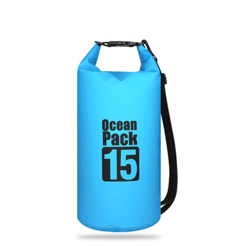 15L Blue 5L/10L/15L/20L/30L открытый плавательный водонепроницаемый мешок пакет ПВХ брезент Кемпинг рафтинг хранения сухой мешок с регулируемым ремешком крюк - Цвет: 15L Blue