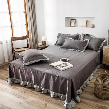 

1 Pcs Quality Solid Color 100% Cotton Bed Sheets Flat Sheet Twin Full Queen King Size Mattress Cover Protector Sabanas 245x250cm