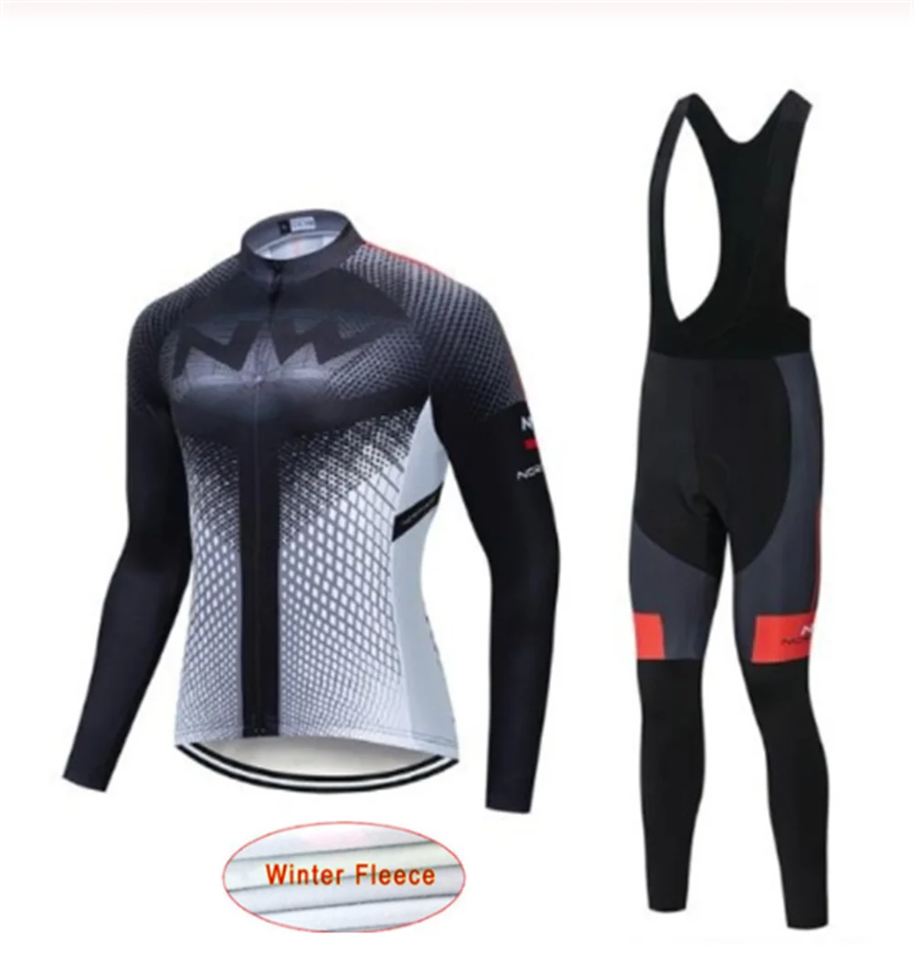 Northwave Warm 2020 Winter Thermal Fleece Cycling Clothes NW Men's Jersey Suit Outdoor Riding Bike MTB Clothing Bib Pants Set