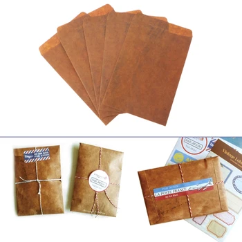 

5Pcs Creative Style Vintage Kraft Paper Envelope For Postcard Novelty Item Kids Gift Stationery
