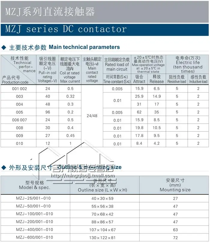 v 400a dc contator para o guincho