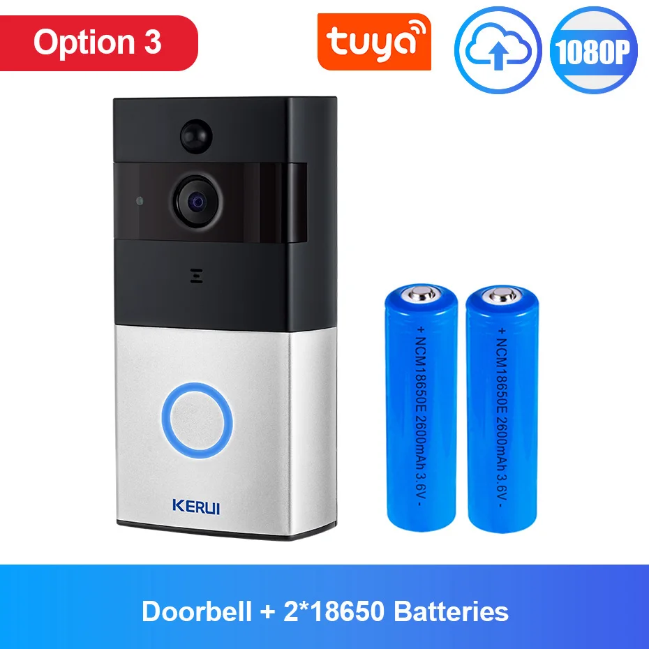 audio video intercom system KERUI Tuya 1080P Smart  Life  Tuya App Wifi Intercom Video Doorbell Wireless Security Cam  Two Way Audio Night Vision  Door Bell doorphone Door Intercom Systems