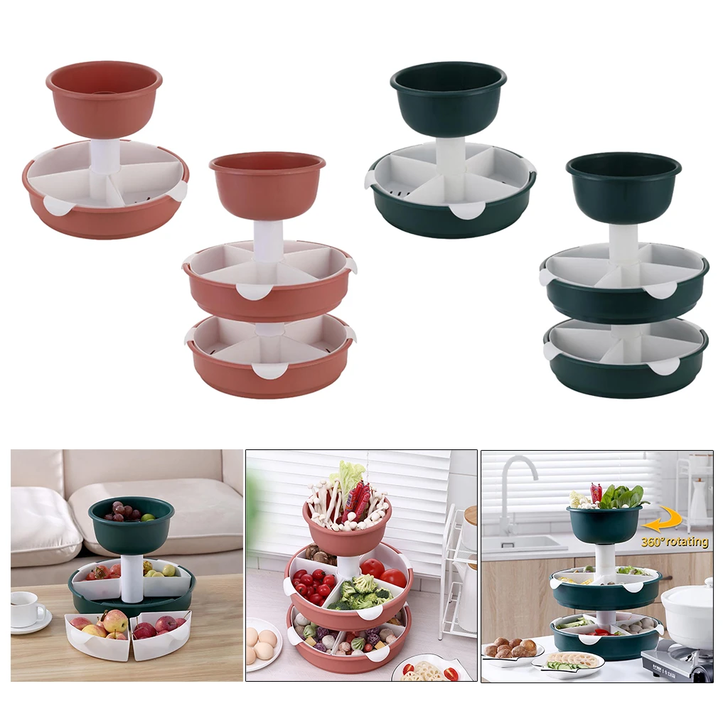 Details about   Rotary Hotpot Platter Drain Basket Fruit Plate Vegetable Multi Grid Food Basket 