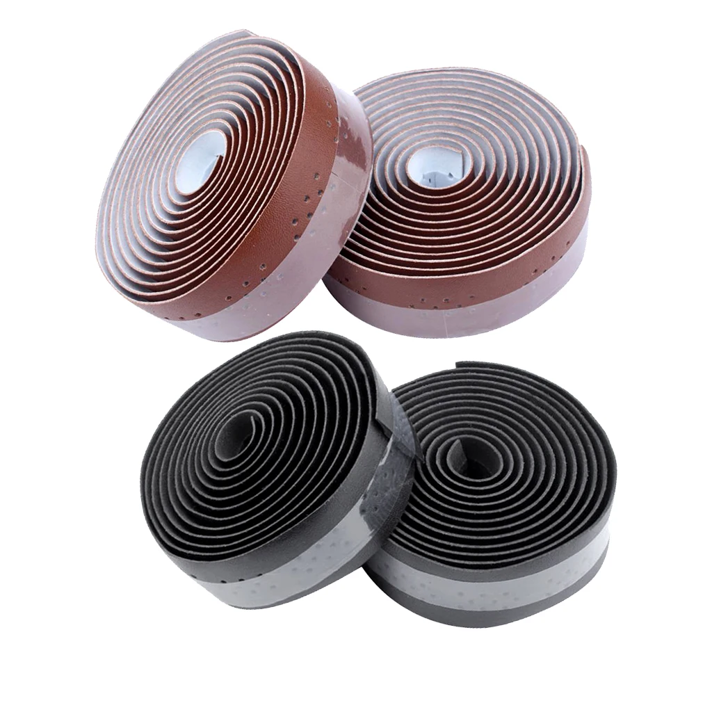 Count 4pcs PU Leather Bike Bicycle Handle Bar Grip Wrap Tape with End Plugs