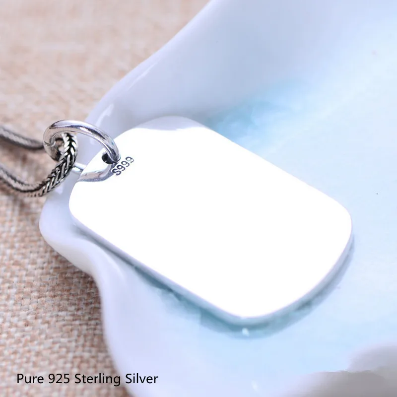 925 Sterling Silver Pendant Chain Light Smooth Flat Silver Tag Necklace For Man Woman Fashion Punk Fine Jewelry Chain pendant necklace,silver necklace