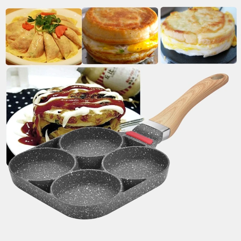 4 Holes Fried Egg Frying Pot Omelet Pan Non-stick Pancake Steak Omelette Kitchen Cooking Breakfast Maker Gas Stove