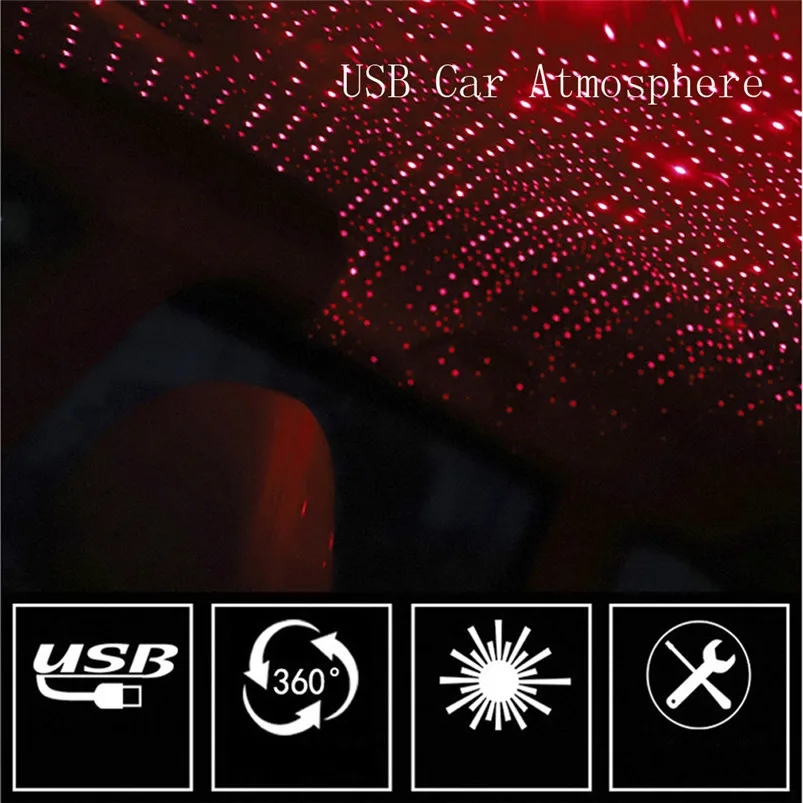 USB Car Atmosphere Lamp Night Light For Home Interior Ambient Star Light LED Projector Lamp Red Light color Lamparas 40NOV1904