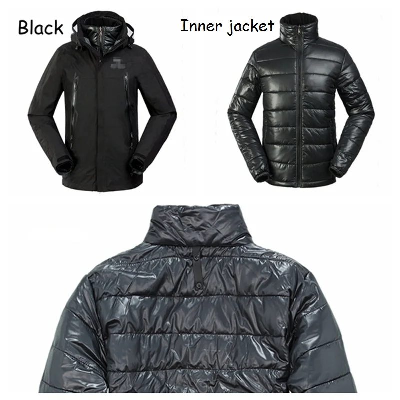 3in1 Detachable Winter Men coat Outdoor Jacket Waterproof Hood Thermal Warm Plus Size Trekking Hiking Camping Ski Garments
