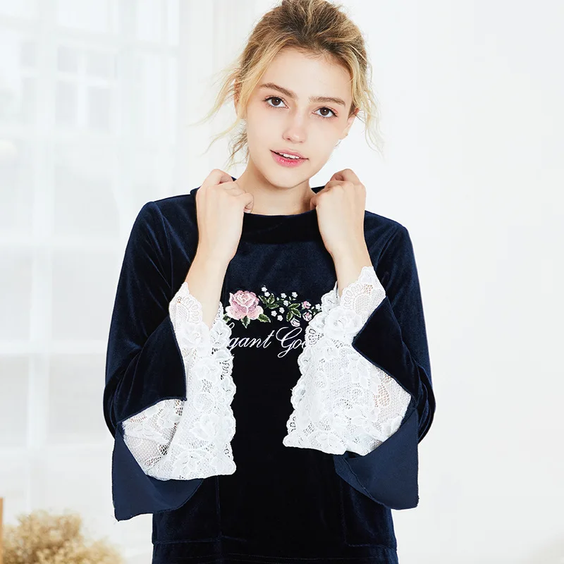 

Yao ting New Style Gold Velvet Pajamas Autumn & Winter WOMEN'S Long Sleeve Two-Piece Set Tracksuit Sr950