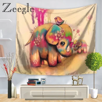 

Zeegle Indian Elephant Tapestry on the wall Colored Printed Decor Mandala Religious Boho Wall Carpet Bohemia Beach Blanket