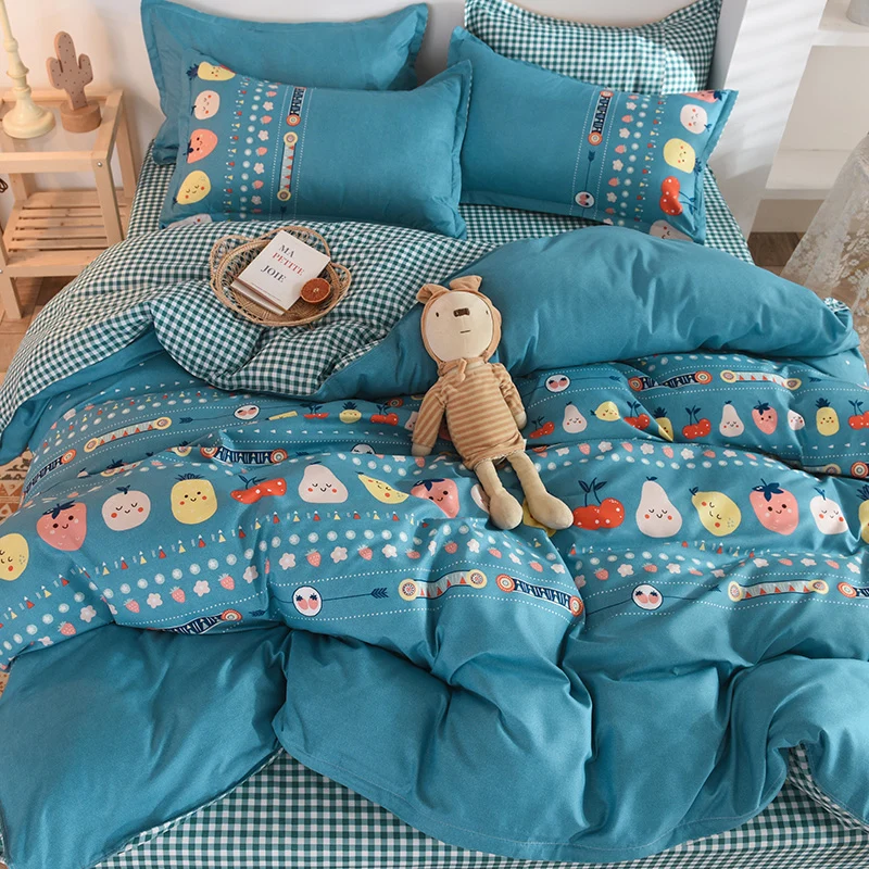 

Net celebrity four-piece bed linen imitation cotton student dormitory three-piece single double duvet cover sheet