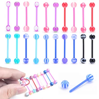 

Wholesale Tongue Piercing Set 5Pcs Mixed Acrylic Ball Tongue Nipple Bar Ring Barbell Sexy Body Jewelry Women Accessories Gift