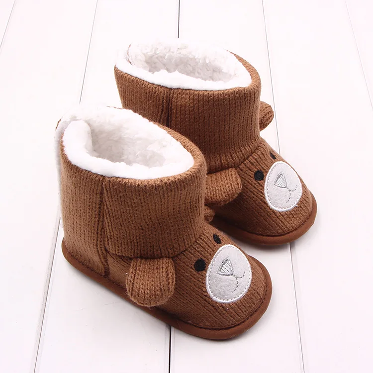 LOOZYKIT От 0 до 1 года обувь для малышей; Детские модели обуви с медведем; вязаная и бархатная детская хлопковая обувь; обувь для малышей; детская обувь - Цвет: brown