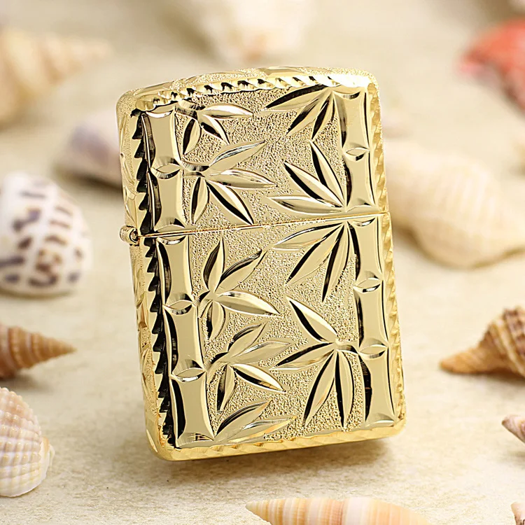 

Genuine Zippo oil lighter copper windproof Gold Dracaena sanderiana cigarette Kerosene lighters With anti-counterfeiting code