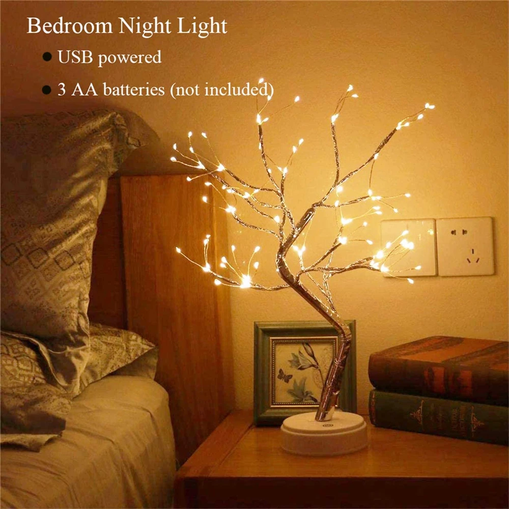 LED Night Light Mini Christmas Tree Copper Wire Garland Lamp For Kids Home Bedroom Decoration Decor Fairy Light Holiday lighting hatch night light
