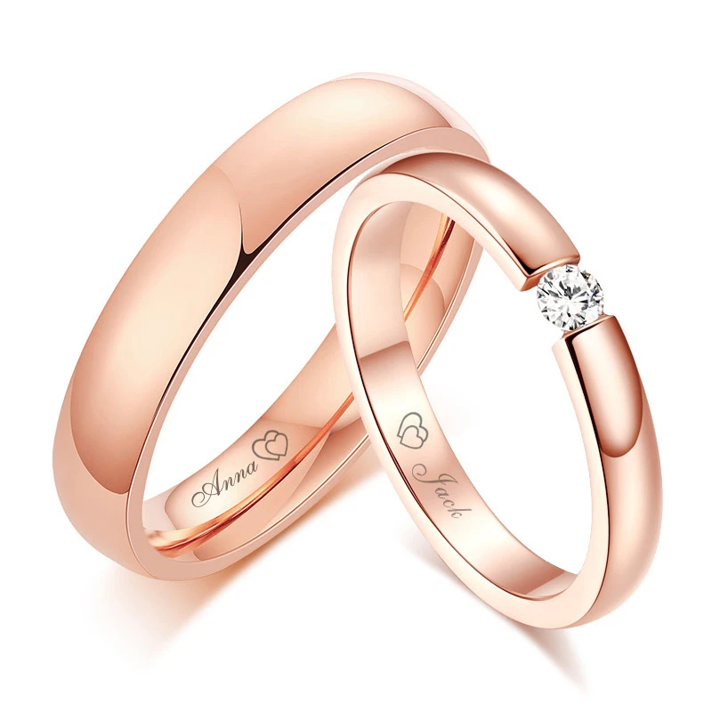 boda para hombre y mujer, joyería personalizada con grabado de nombre, fecha de aniversario, bandas de boda para su y su promesa, amor|Personalizado Anillos| - AliExpress