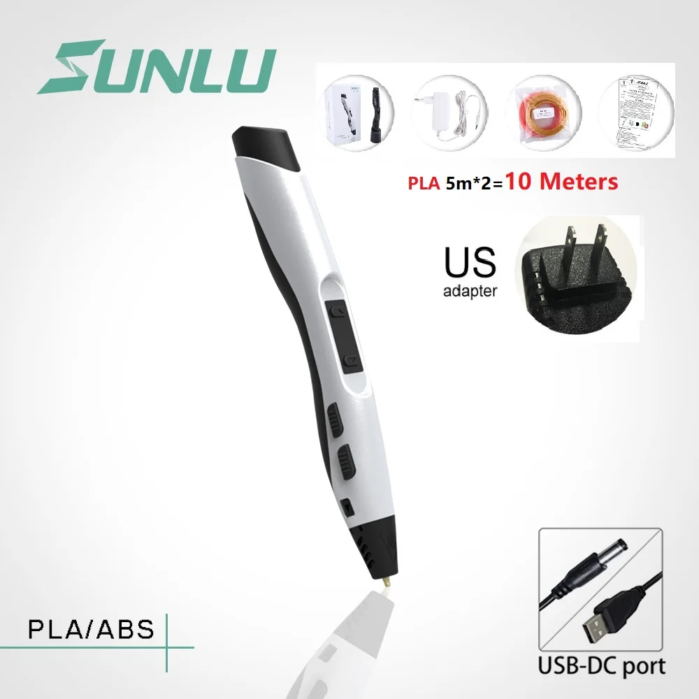 300White US PLA 10M 5 шт., новинка, 3D Ручка, высокое качество, безопасность,, сделай сам, печать ABS, PLA, PCL, USB, нить, креативная игрушка, подарок, дети, взрослые, Сверхлегкий - Цвет: 300White US PLA 10M