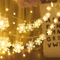 Светодиодный светильник-гирлянда со снежинками на батарейках Сказочный светильник-Гирлянда для рождества, Нового года, Дня Святого