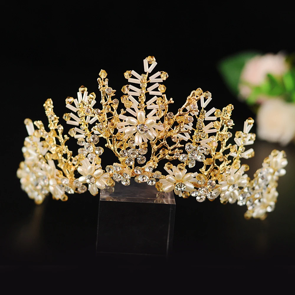 

TRiXY H215 Luxury Wedding Crown for Bride Tiara with Rhinestone Bridal Hair Accessories Flourish Wedding Hair Jewelry for Women