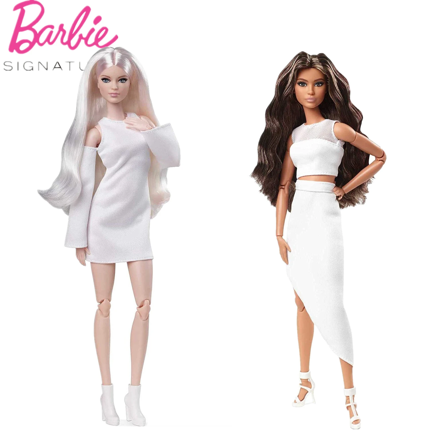 In beweging Phalanx Gastvrijheid Barbie Handtekening Ziet Eruit Pop Volledig Beweegbare Modepop In Witte  Jurk Blond Bruin Haar Pop Verzamel Giftgxb28|Poppen| - AliExpress