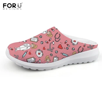 

FORUDESIGNS Fashion Sketch Physio Nursing Slippers for Women Casual Outdoor Summer Ladies Flip Flop 2020 New Beach Shoes Womens