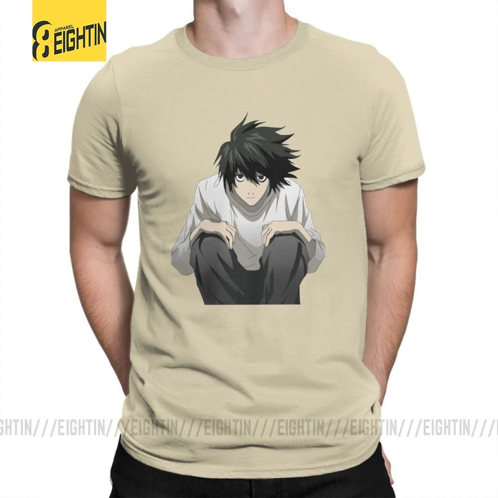 L Death Note T Shirt Short Sleeves Cotton T-Shirt Travel Clothing Plus Size Crewneck Tees Teenage Printed - Цвет: Хаки