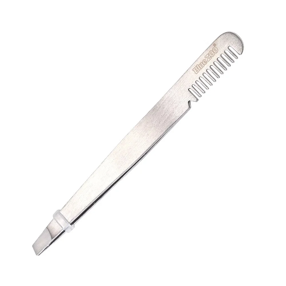 5 Pcs/Set Convenient Beard Care Square Bag Silver Scissors Comb Tweezers Set Beard Comb Nose Hair Scissors 5 Sets