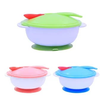 

New Baby Feeding Bowl With Sucker and Temperature Sensing Spoon Suction Cup Bowl Dishes Slip-resistant Tableware Solid Feeding