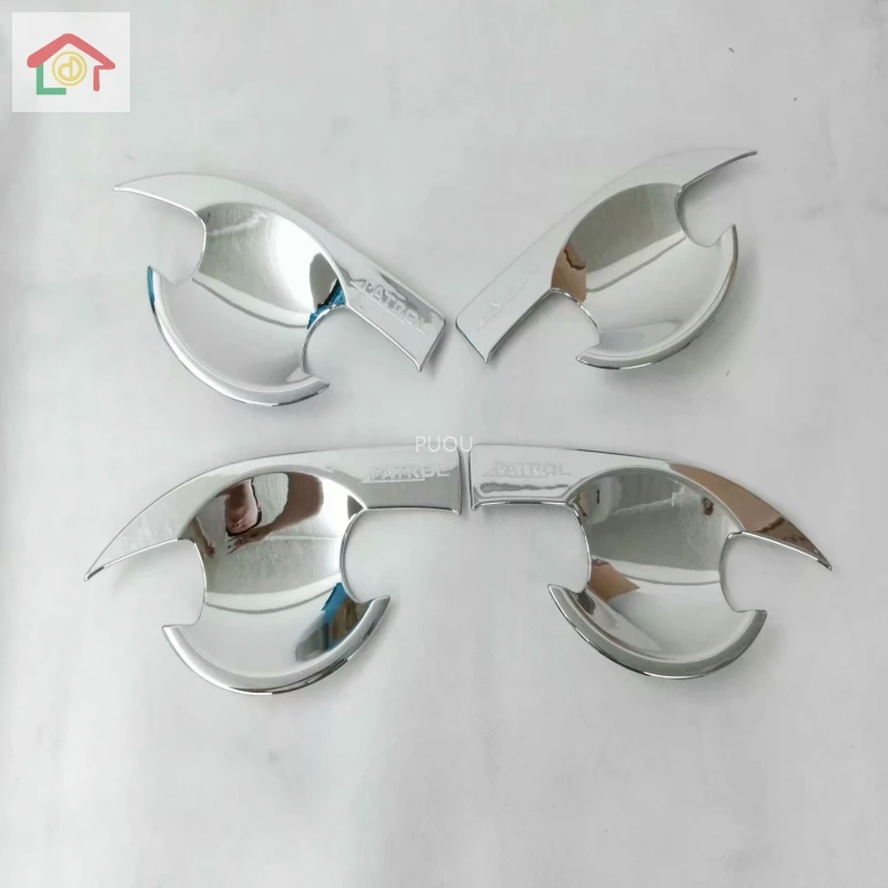 4 шт. хромированные автомобильные наклейки на дверные подлокотники для Nissan