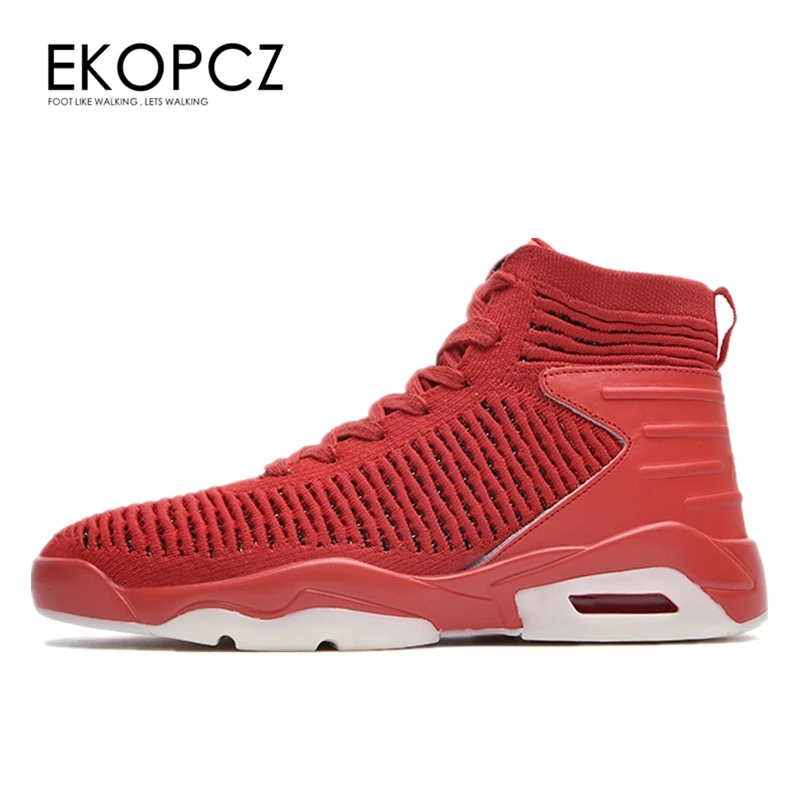 

New Arrival 2019 Fashion Men's High Top Shoes Autumn Lace Up Casual Shoes Red Winter Sneakers for Men Black Krasovki Men