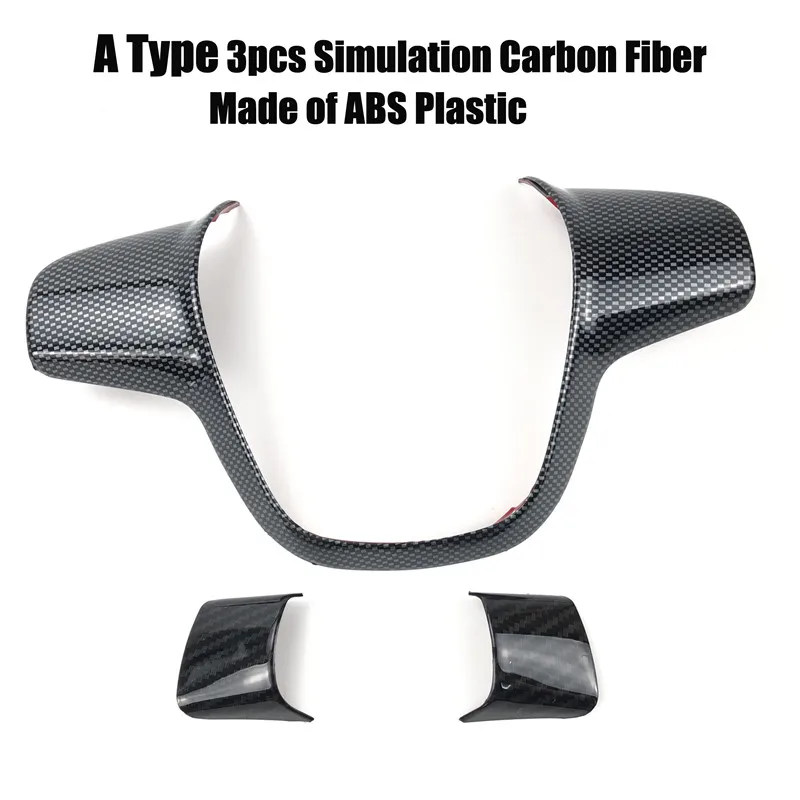 A Type Carbon 3pcs ABS Car sticker Chrome trim steering wheel paillette cover case for Ford Focus 3 mk3 2012-/KUGA 2013- auto accessories - Название цвета: A Type Carbon 3pcs